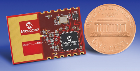 Microchip's MRF24J40MA certified module helps keep development costs low Figure 1: Microchip's MRF24J40MA certified module helps keep development costs low.